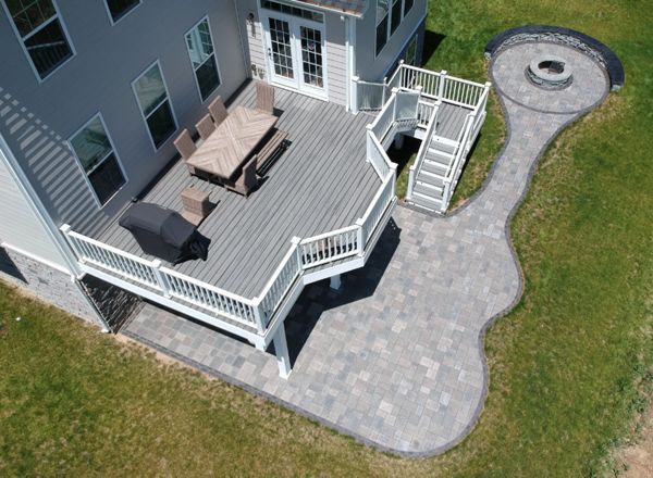 Island Mist decking with all white Transcend railing