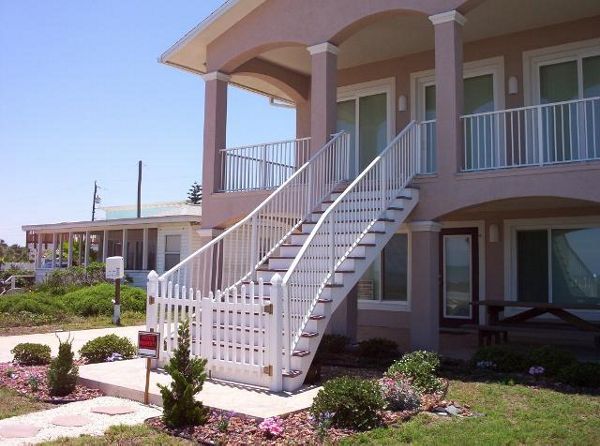 Flared stairs, trex decking, hidden fasteneners