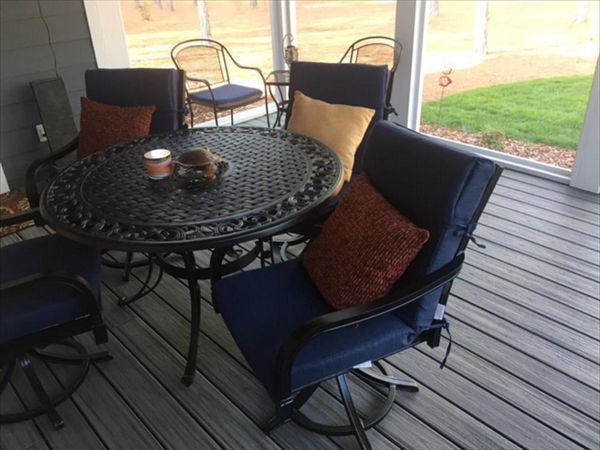 Trex Transcend porch gives a great to place to relax in the shade