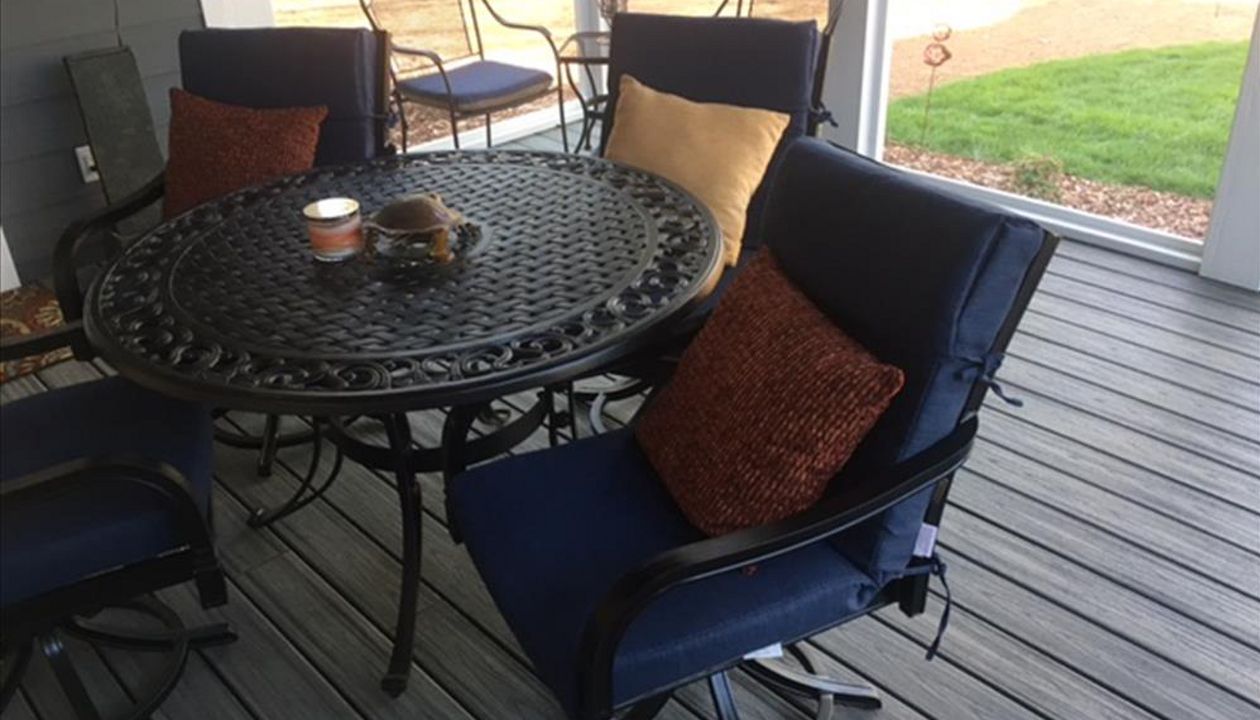 Trex Transcend porch gives a great to place to relax in the shade