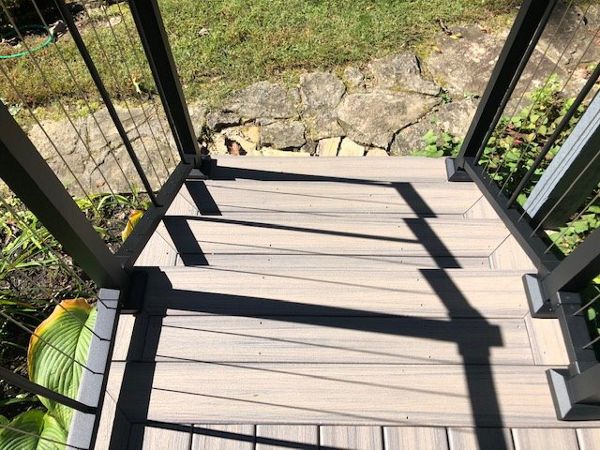 Trex Enahnce Naturals Rocky Harbor stairs are safe & slip resistant