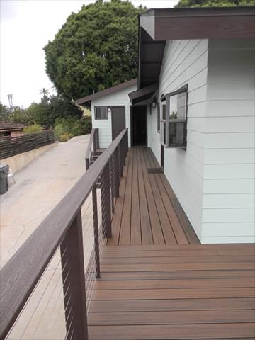 Trex Spiced Rum decking with cable rail, Vista, CA