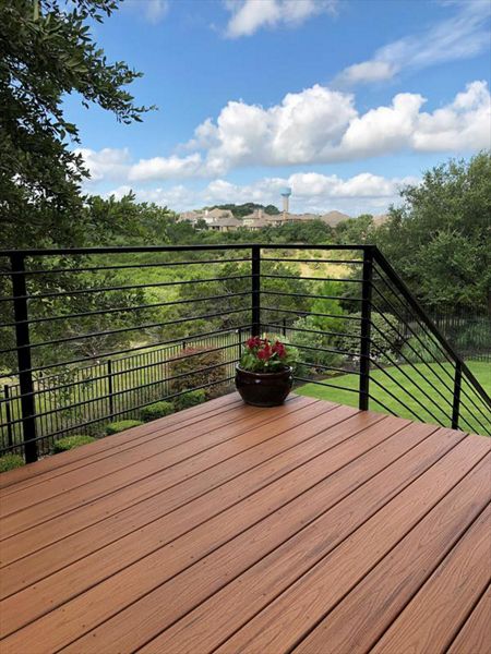 Composite Trex Transcend Tiki Torch custom deck in Austin Texas