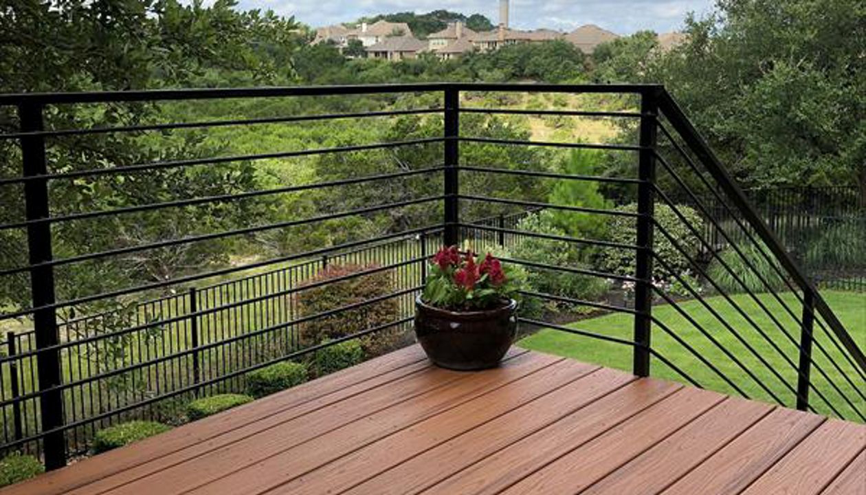 Composite Trex Transcend Tiki Torch custom deck in Austin Texas