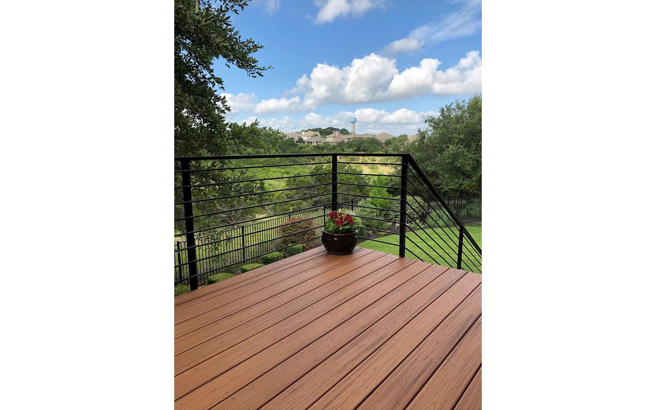 Composite Trex Transcend Tiki Torch custom deck in Austin Texas