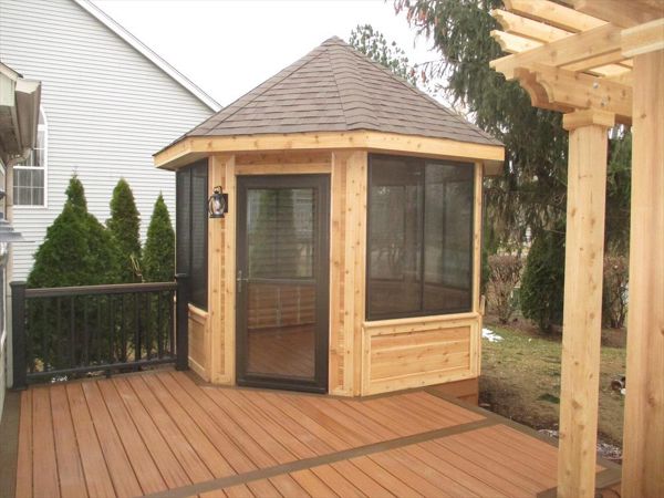 Cedar gazebo on Trex Spiced Rum Deck