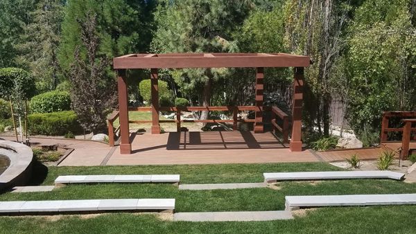 Trex boardwalk under redwood wedding gazebo at Hyatt, Incline Village, Nev.