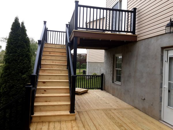 Pressure Treated Deck with Trex Transcend Black Railing near State College, PA