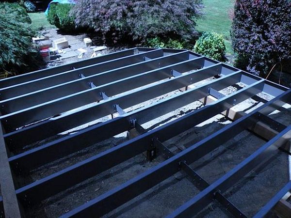 Trex Elevations steel framing. Starts our perfectly flat, and stays perfectly flat.