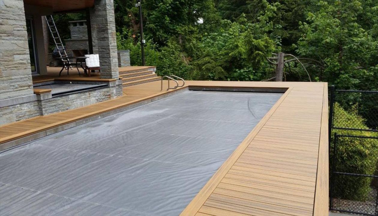 Trex composite deck around pool