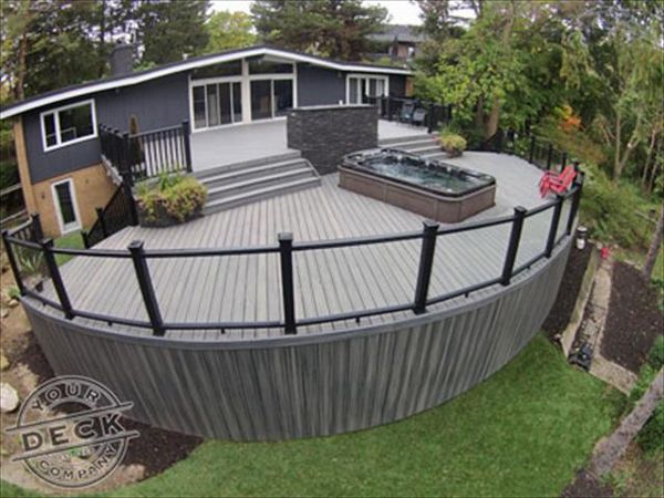 Multi-Level Trex deck using Island Mist. By Your Deck Co.