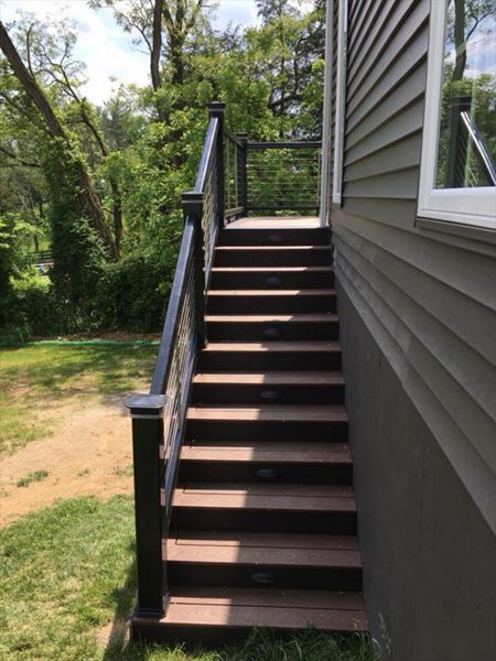 Trex steps with riser lighting