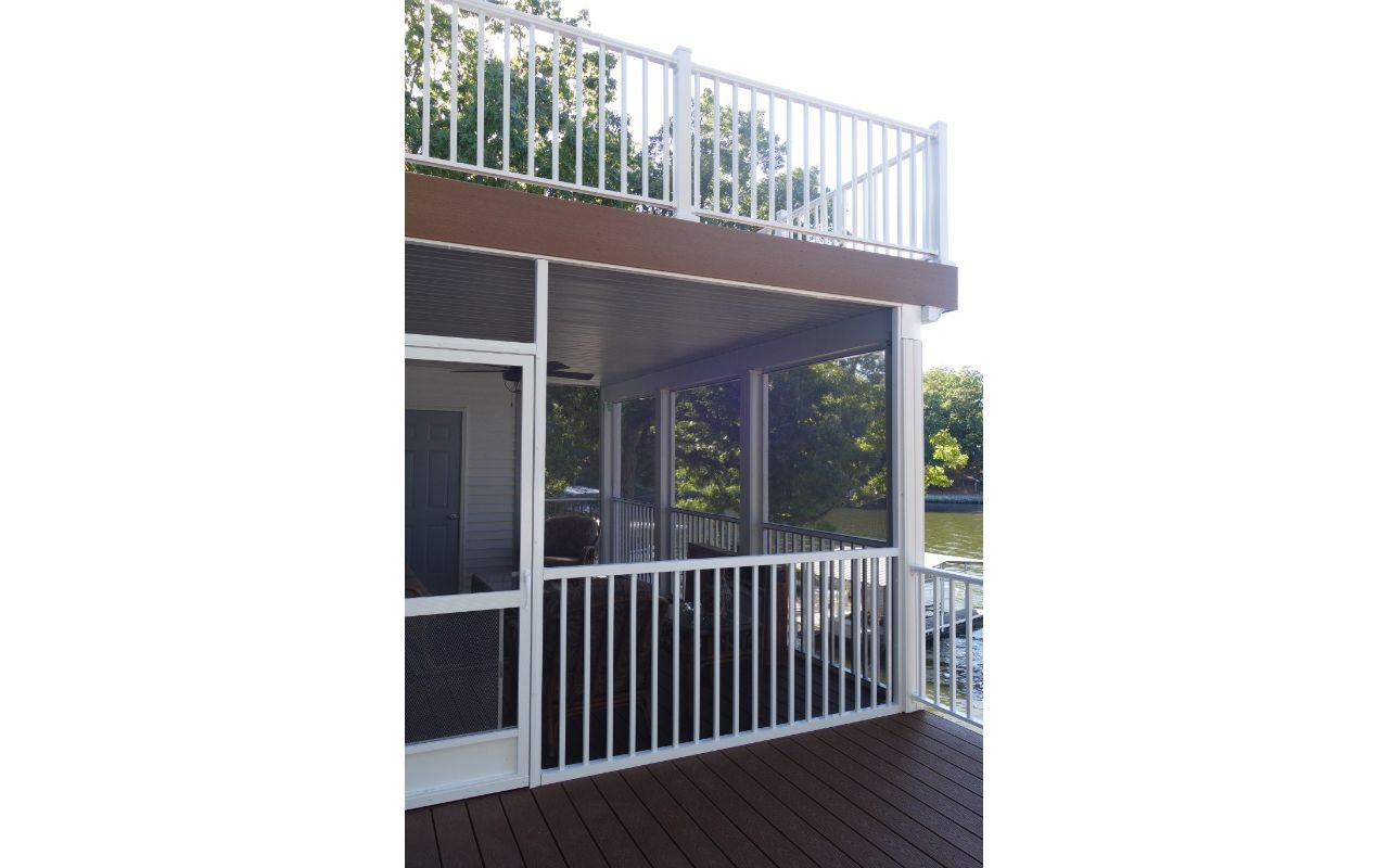 Screened in Deck with Trex Rainescape installed in ceiling done in Lake Ozark, MO