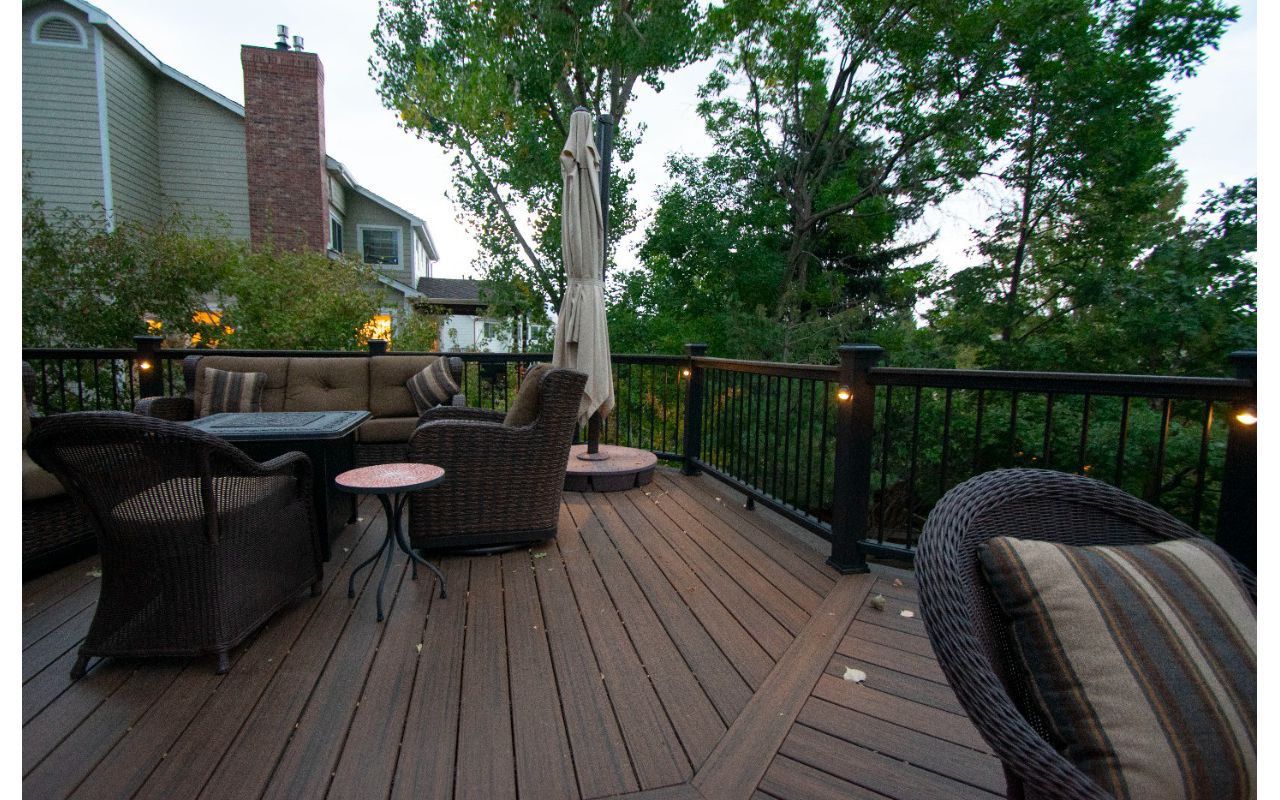 Littleton, CO Trex Deck with Trex post mounted lights.