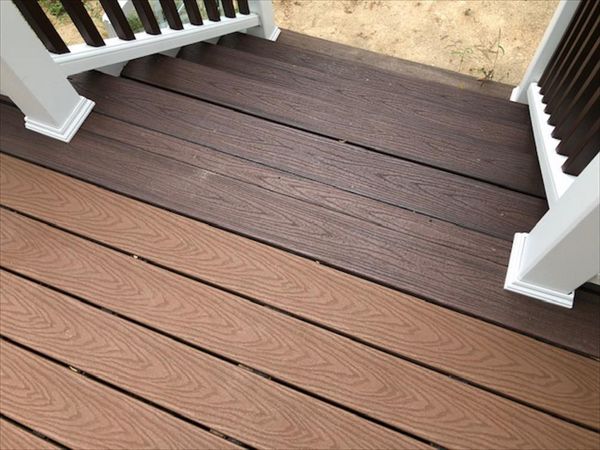 Trex Transcend Lava Rock provides a great contrast on this custom Trex deck.