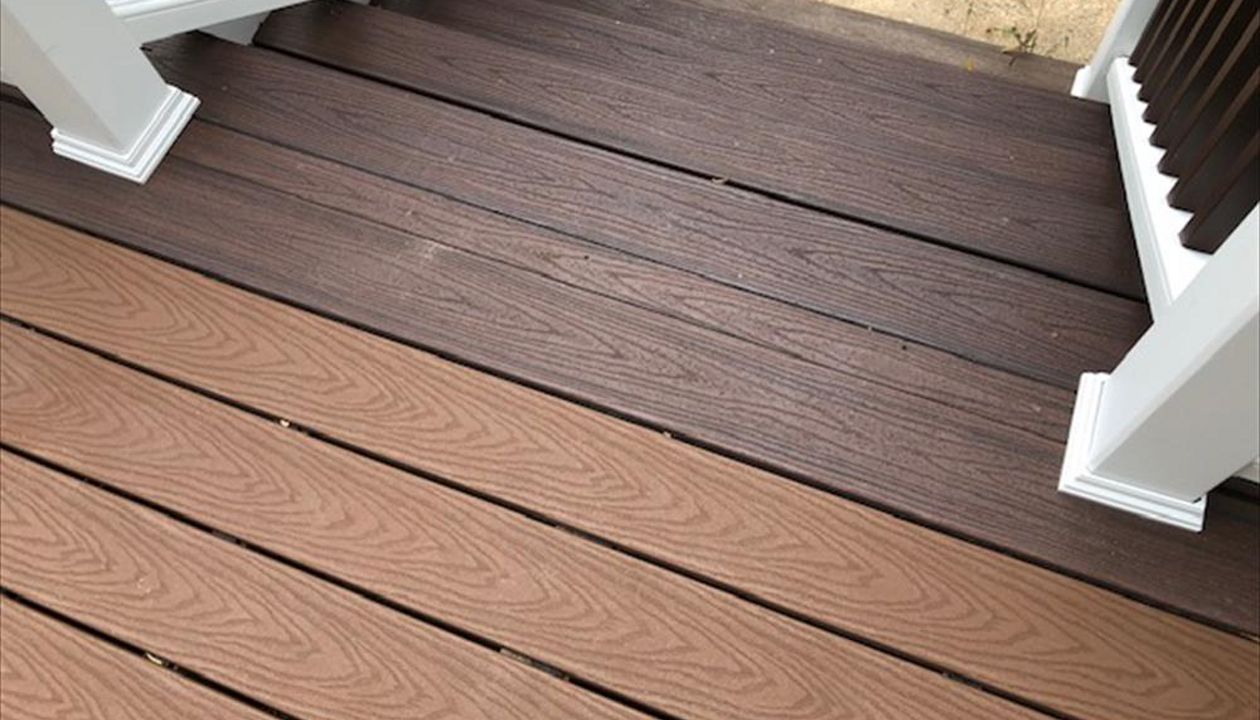 Trex Transcend Lava Rock provides a great contrast on this custom Trex deck.