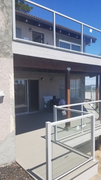 Large Multi Level Engineered Trex Deck With Glass Railings San Carlos