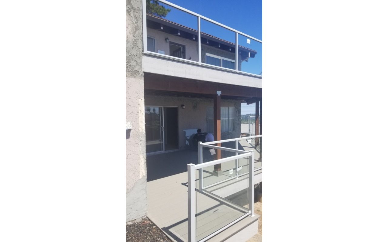 Large Multi Level Engineered Trex Deck With Glass Railings San Carlos