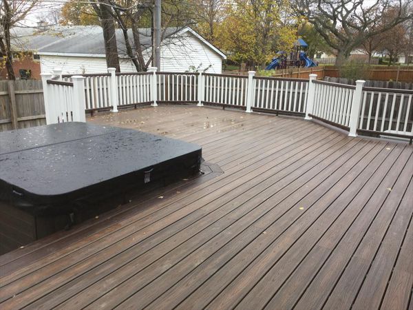 Trex Transcend Spice Rum Deck with Hot Tub