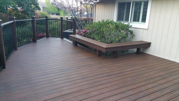 Trex Spiced Rum custom bench, Reveal metal railing