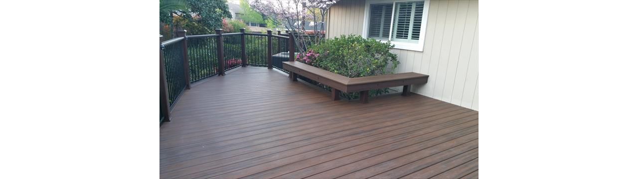 Trex Spiced Rum custom bench, Reveal metal railing