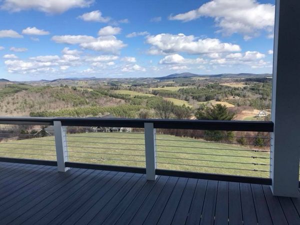 Trex Transcend Island Mist decking with a great view in the backyard!