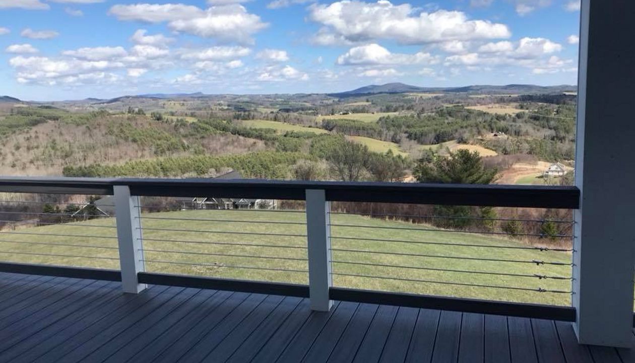 Trex Transcend Island Mist decking with a great view in the backyard!