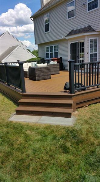 Black Trex Transcends Railings compliment this Trex Transcends Composite Decking in Monroe CT