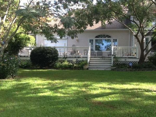 Trex deck in New Bern, NC near a private pond