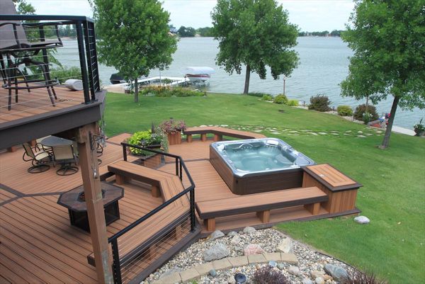 Tiki Torch with Vintage Lantern Border, Fascia, and Risers