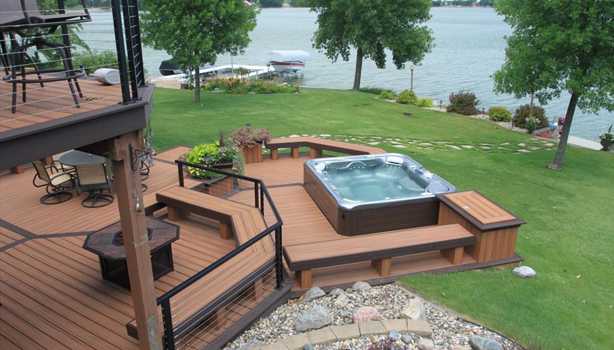 Tiki Torch with Vintage Lantern Border, Fascia, and Risers