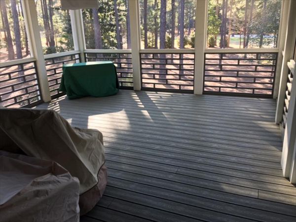 Trex Gravel Path porch gives a great to place to entertain or just watch the ballgame