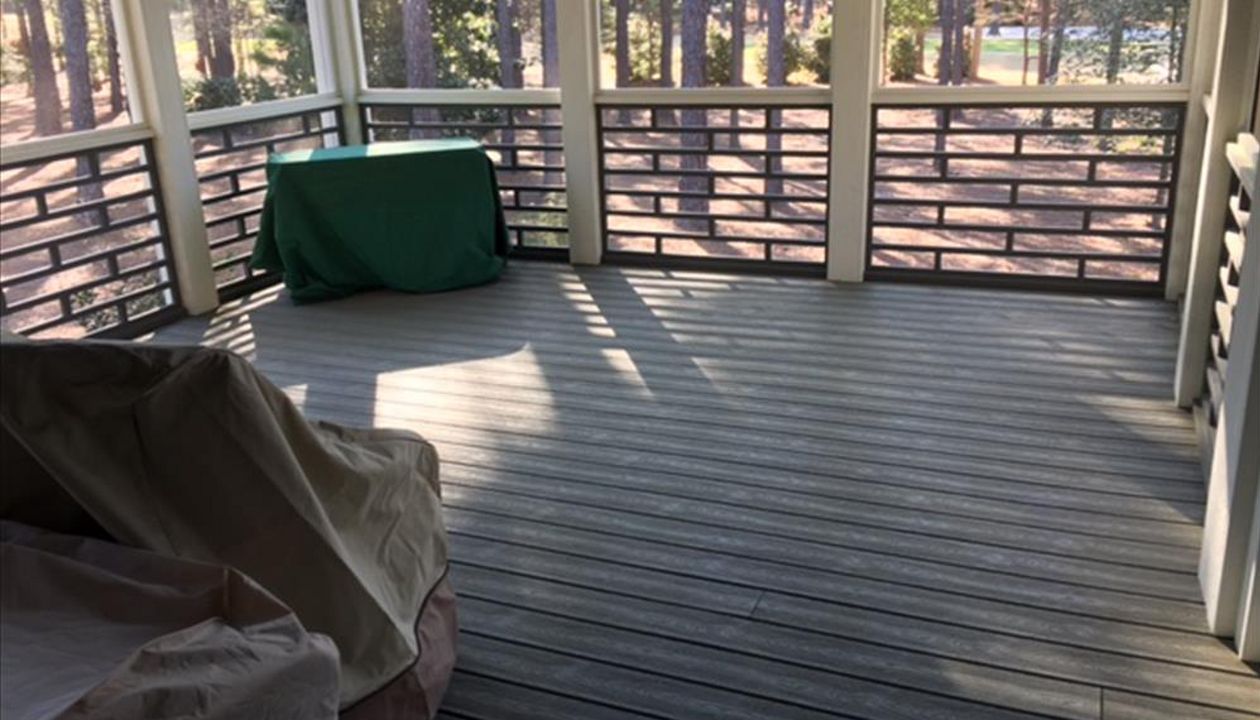 Trex Gravel Path porch gives a great to place to entertain or just watch the ballgame