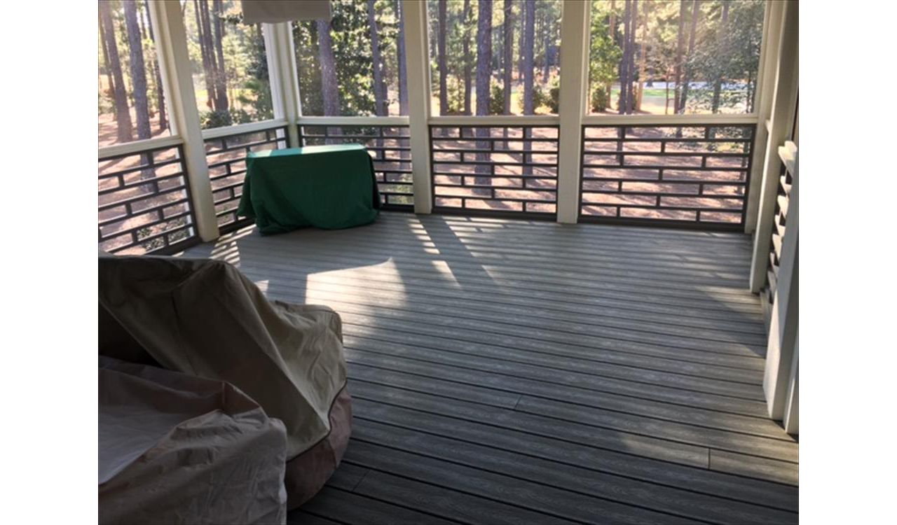 Trex Gravel Path porch gives a great to place to entertain or just watch the ballgame