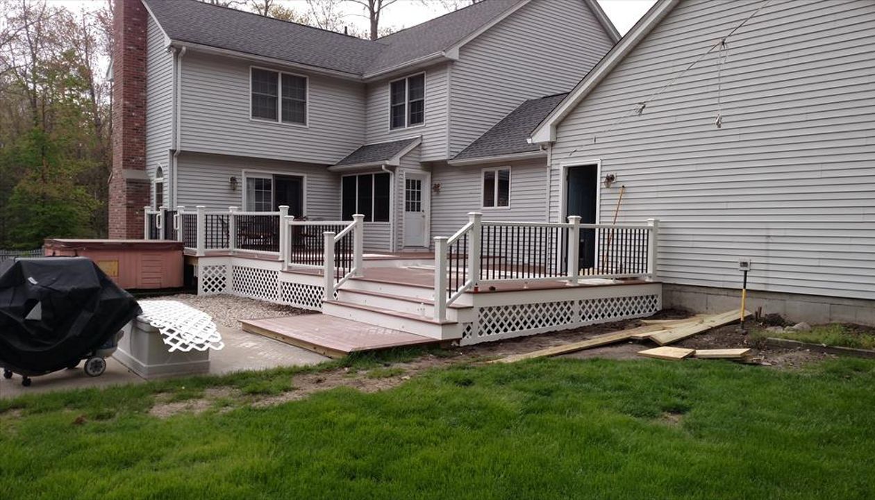 post cap lights, kickboard lights, two level deck