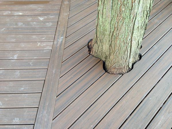 Check out this Trex deck Images Landscaping Image and Construction built in Northville, MI out of Trex Transcend Spiced Rum decking, with special cuts made as to keep the beautiful old tree as part of the outdoor living space.