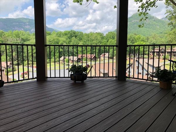 This incredible view goes great with this low maintenace, beautiful Trex Transcend deck &amp; Signature railing
