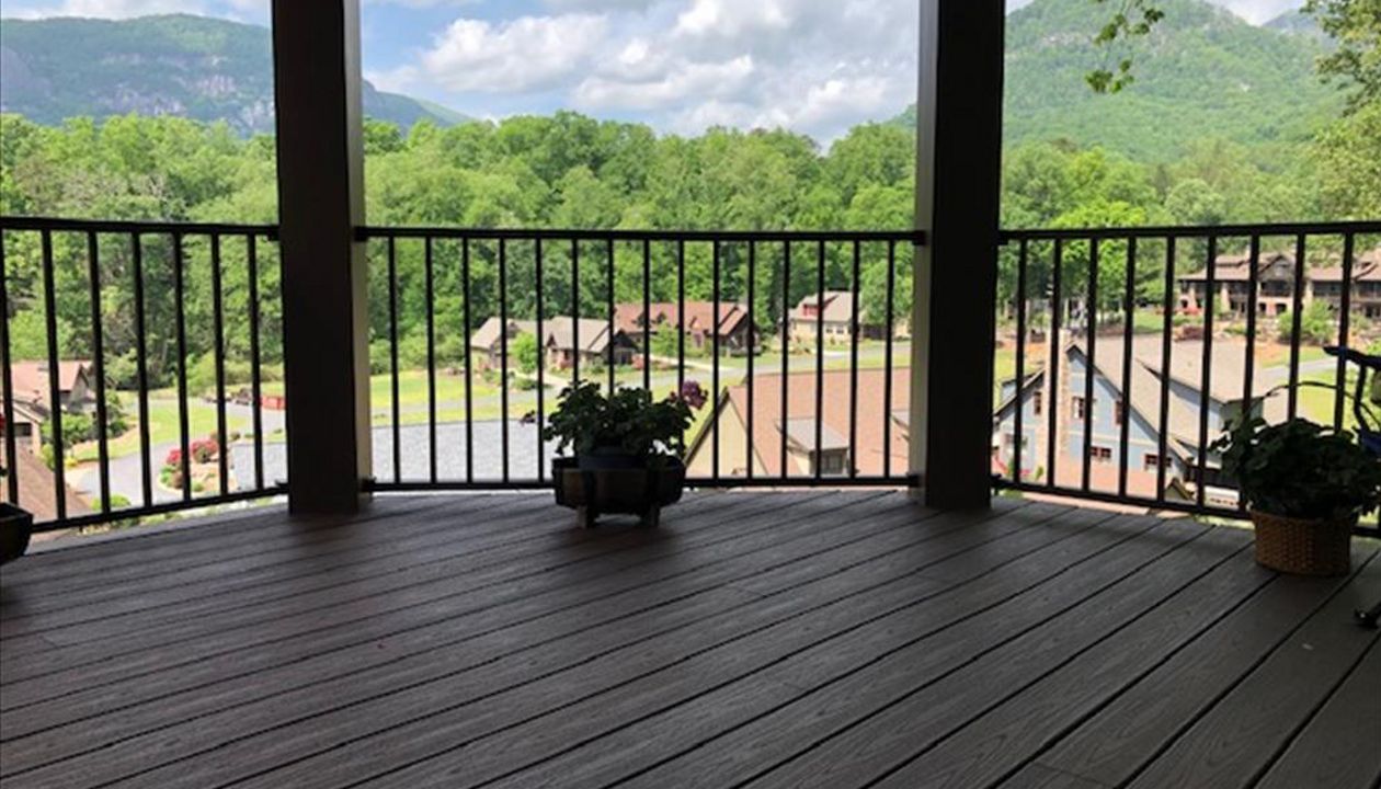 This incredible view goes great with this low maintenace, beautiful Trex Transcend deck &amp; Signature railing