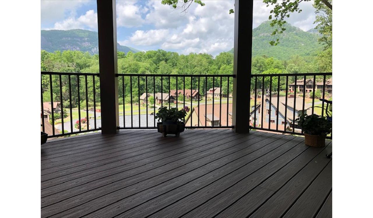 This incredible view goes great with this low maintenace, beautiful Trex Transcend deck &amp; Signature railing