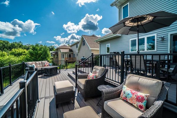 There's a space for everything on this deck. Lounge while taking in the sunset, or enjoy dining outdoors.
