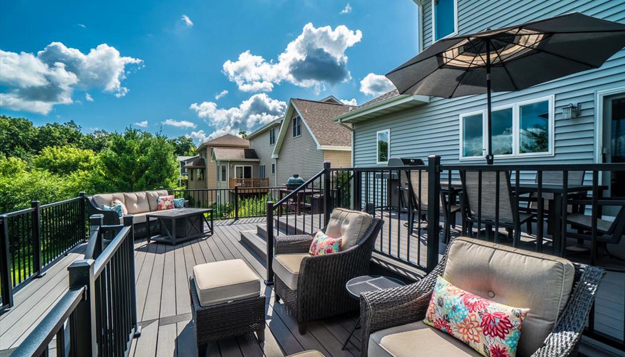 There's a space for everything on this deck. Lounge while taking in the sunset, or enjoy dining outdoors.