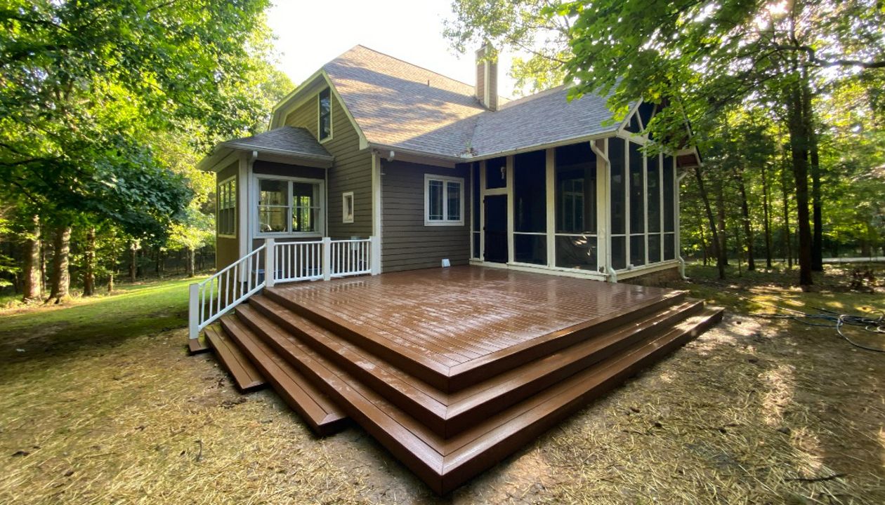 Trex deck with waterfall stairs