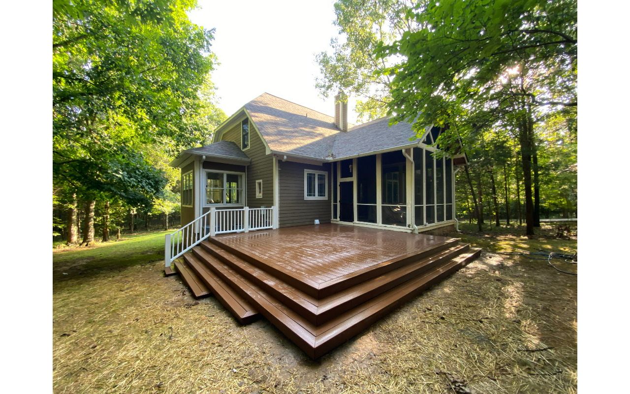Trex deck with waterfall stairs