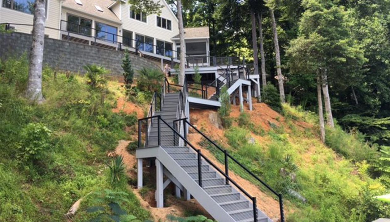 Trex steps make getting down to the boat dock save