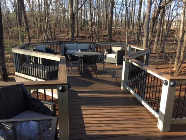 Beautiful octagonal Trex Transcend Spiced Rum deck in Wake Forest, NC.