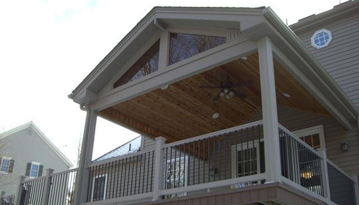 Transcend with Black Balusters and gable roof
