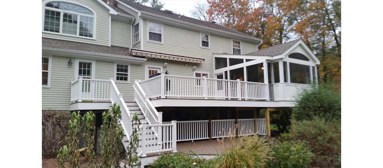 Multi-level Deck and Screened Porch, Trex Transcend, Spiced Rum, Wilton, CT