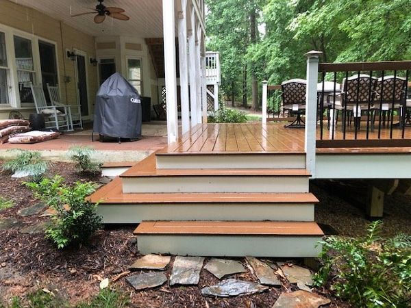 Because Trex is rot resistant, this set of stairs and kick plates stay looking like new