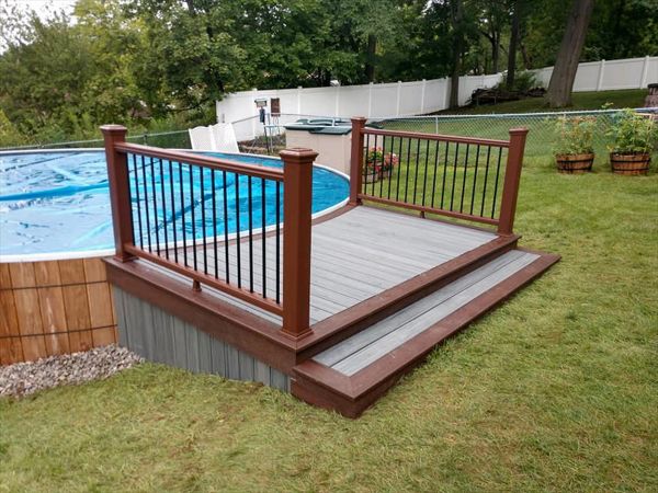 Trex Transcend Custom Curved pool deck in Endwell, NY