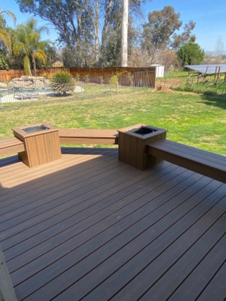 Trex decking porch and planter boxes